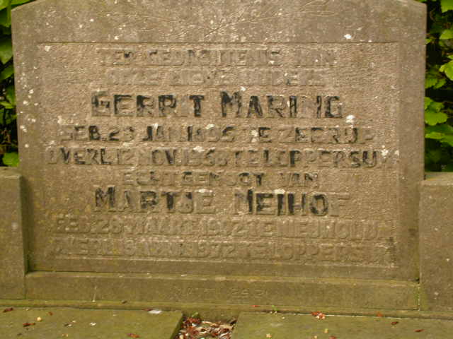grafsteen van gerrit maring en martje neihof.